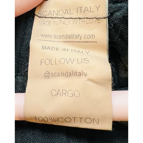 Eye Of The Needle Boutique Black Cargo Pants Medium 100% Cotton Made In Italy - Picture 5 of 6